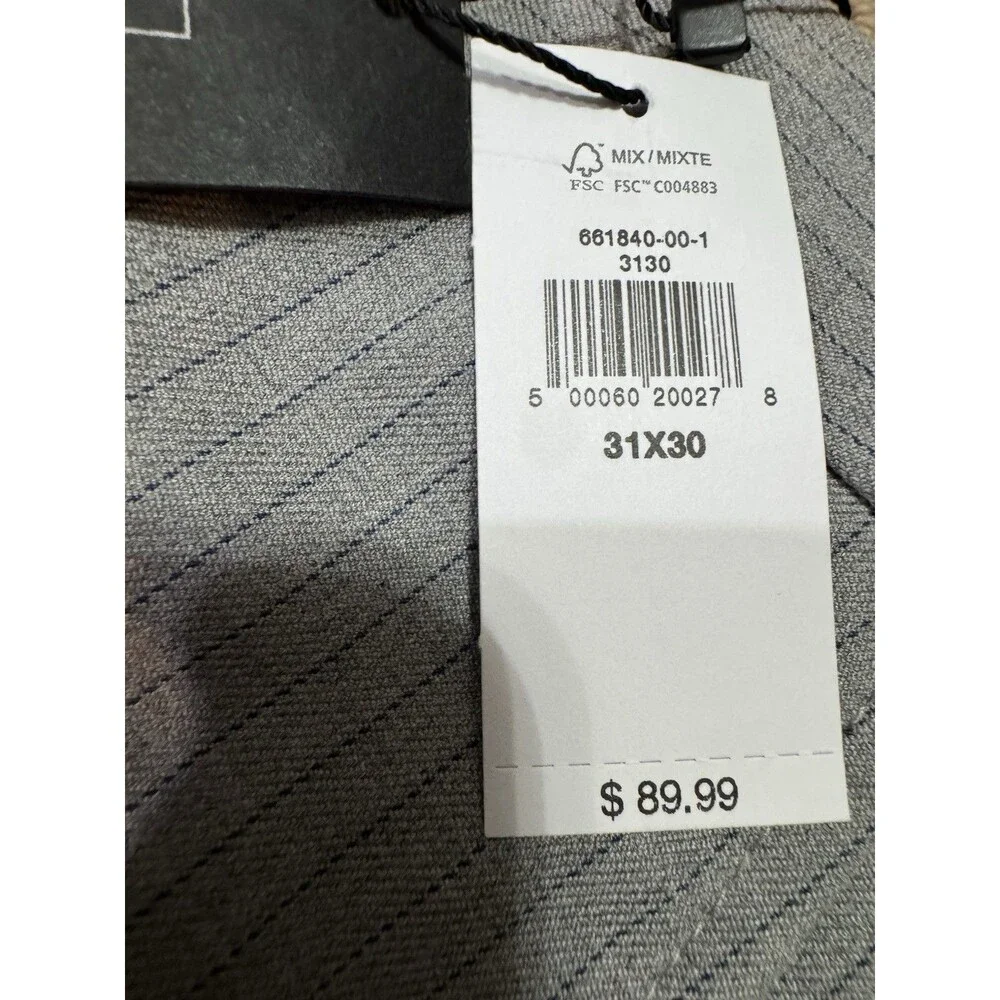 Banana Republic Men's Gray Pinstripe Slim-Fit Flat-Front Dress Pants Size 31X30
